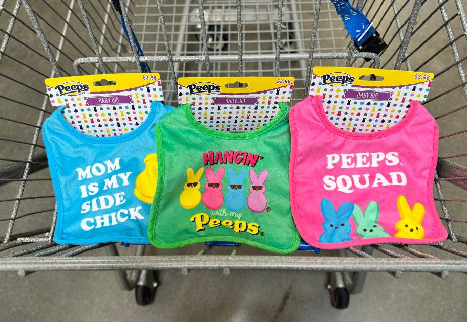 different colors of Peeps Baby Bibs in cart