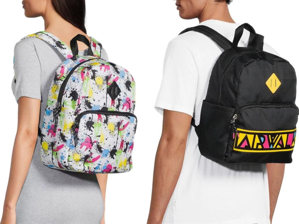 Stock images of a woman and a man wearing Airwalk backpacks