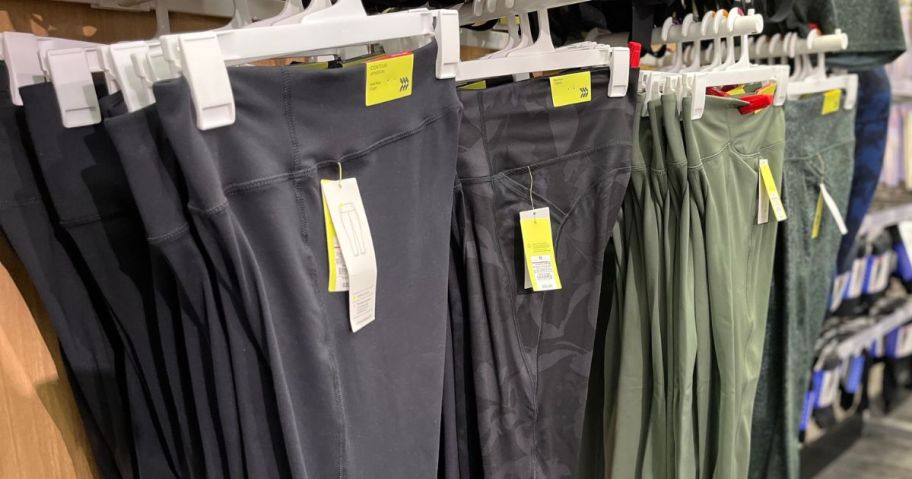 Hangers of brand new All In Motion Leggings for women at Target
