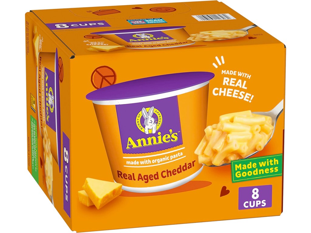large orange box of annie's mac & cheese cups