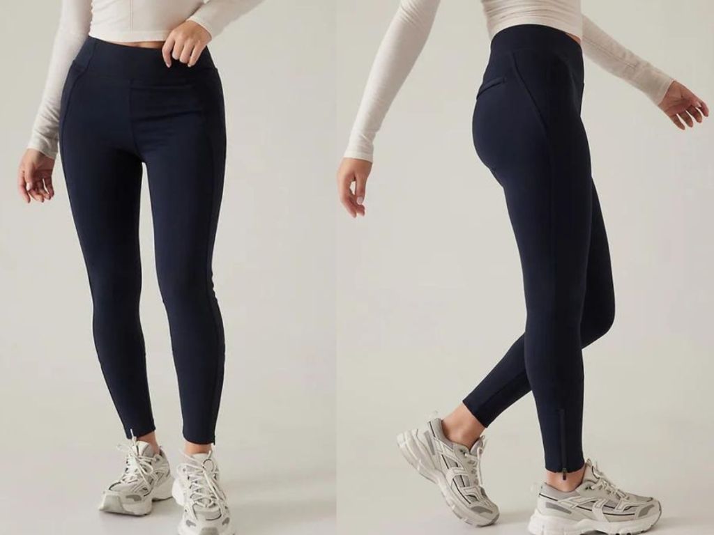 ATHLETA WOMENS PANTS Size 10 Black La Viva Ruched Leg Cropped Joggers  Zipped $28.00 - PicClick