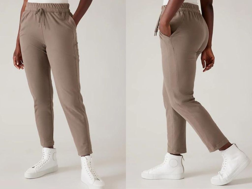 Athleta, Pants & Jumpsuits, Athleta Espresso Leggings Activewear Pants Mp  Rn5423 Zip Pockets Split Hem