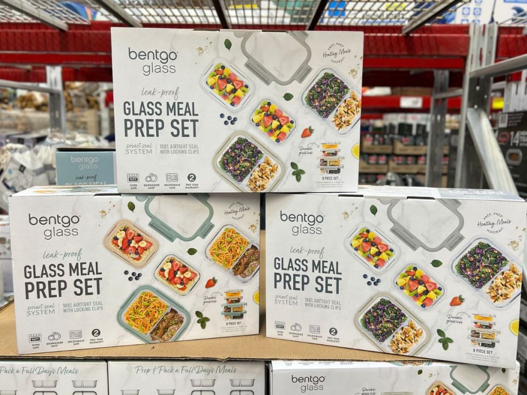 Stack of boxes at Sam's Club containing Bentgo Meal Prep Sets