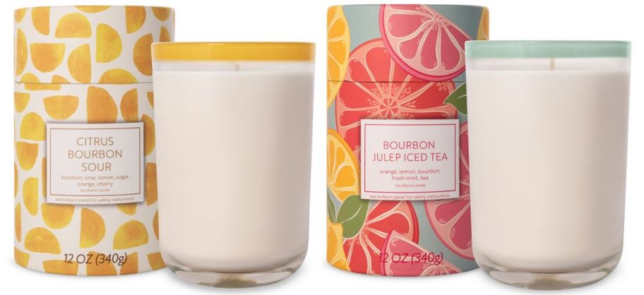 etter Homes Gardens 12oz Jar Candles in Citrus Bourbon Sour and Bourbon Julep Iced Tea
