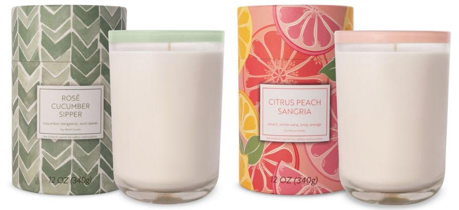 Better Homes Gardens 12oz Jar Candles in Rose Cucumber Sipper and Citrus Peach Sangria