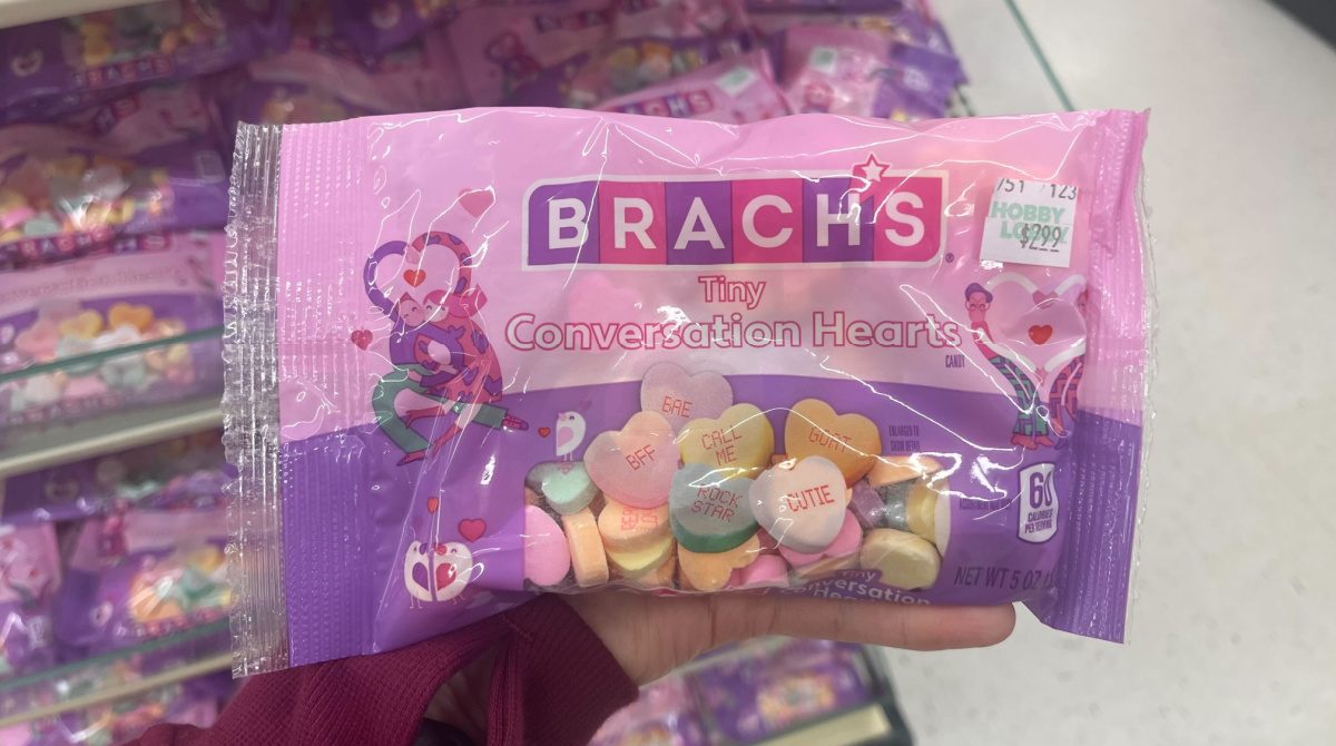 A bag of brachs conversation hearts which is some of the best Valrentine's Candy of 2024