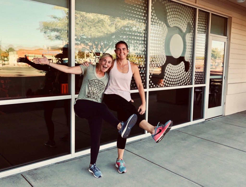 Collin and Bryn Outside of an Orange Theory Fitness center where collin took her free class