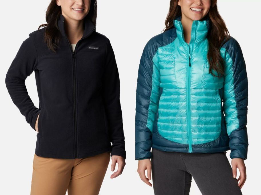 2 women wearing Columbia Jackets