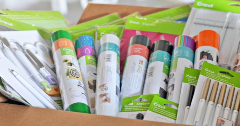 Cricut Tools and Accessories in cardboard box