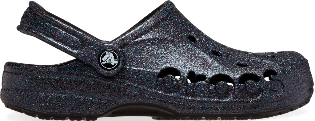 black glittery crocs clog