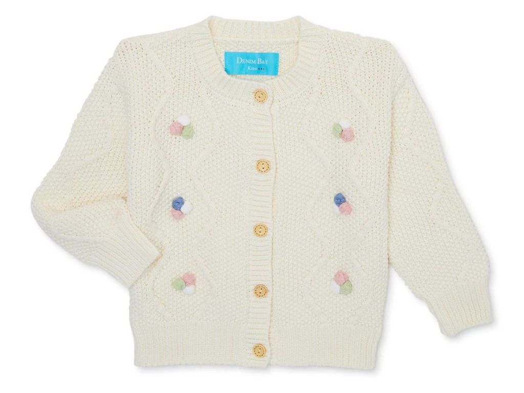 Denim Bay Toddler Girls Knitted Button-Up Sweater