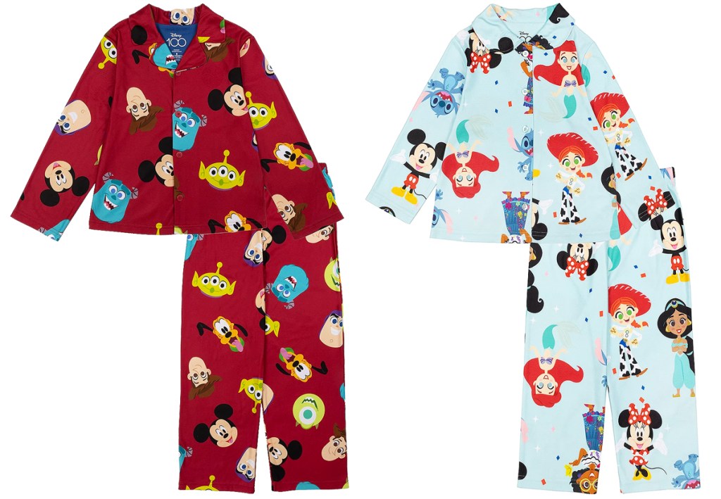 two sets of disney kids pajamas