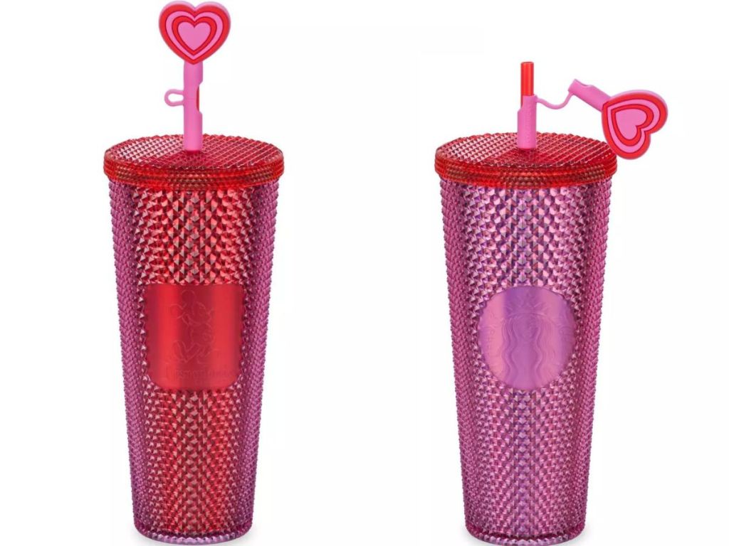 front and back view of the new Disney Starbucks Valentine's Day Cups