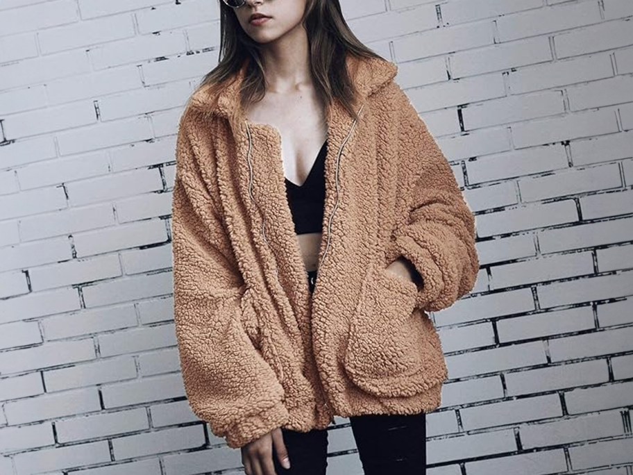 Faux Sherpa Full Zip Jacket