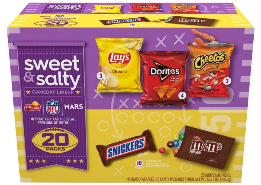 a frito lay 20 count variety box of sweet and salty snacks stock image