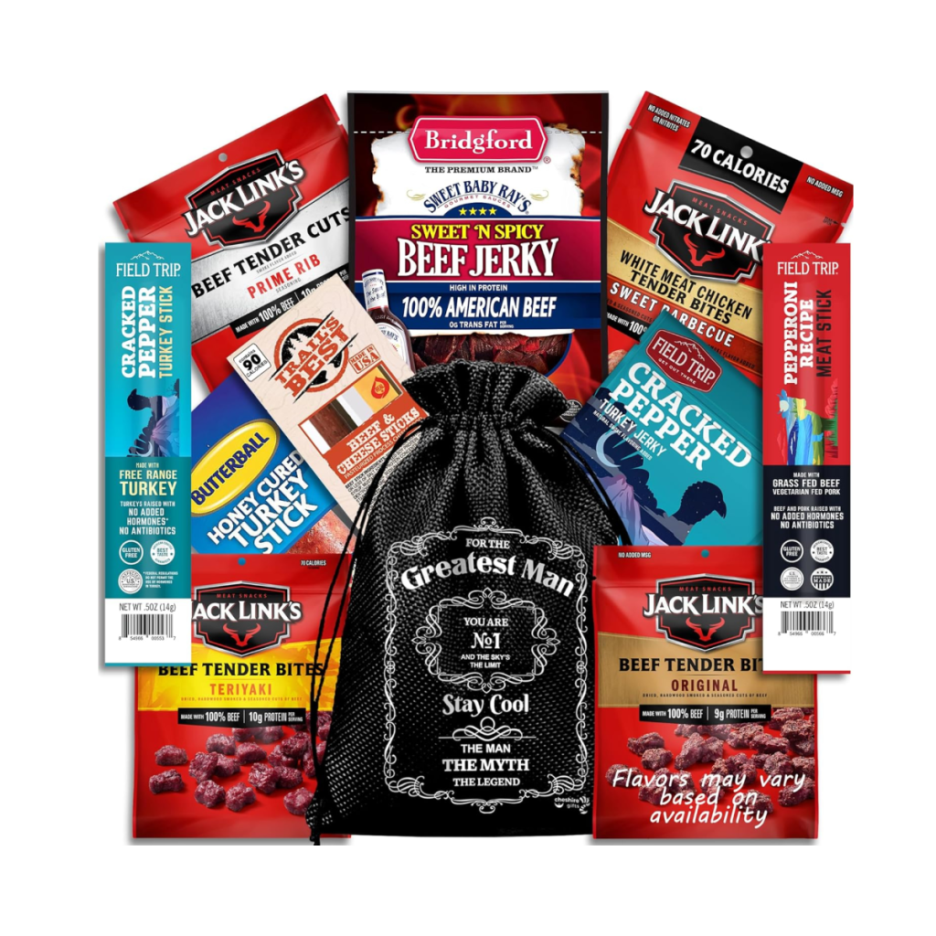 A Greatest Man Alive Beef Jerky set from Amazon which is one of the best Food Gift Baskets for Valentine's Day 2024
