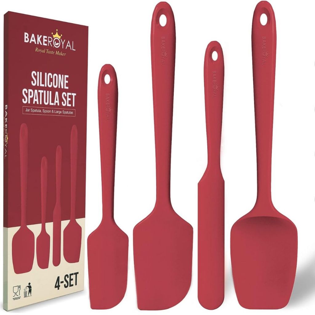 set of 4 red spatulas with box