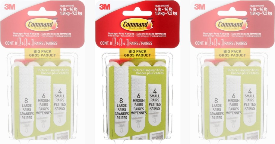 3 packs of 3M Command Picture Hanging Strips 