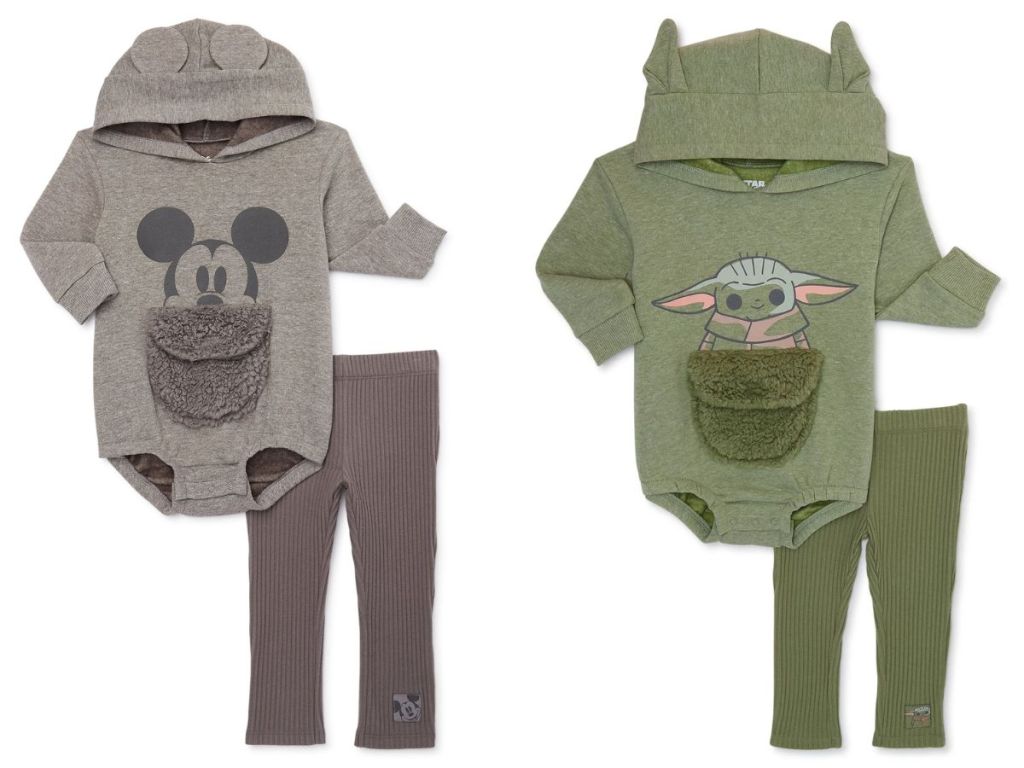 Mickey Mouse and Star Wars Grogu Baby 2 Pc Hooded Sets