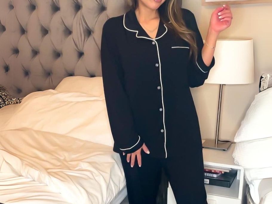 Women’s Long-Sleeve Button-Up Pajama Set Only $18 on Amazon (Regularly $33)