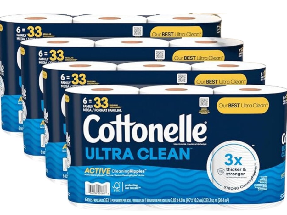 4 packs of Cottonelle Ultra Clean Toilet Paper 