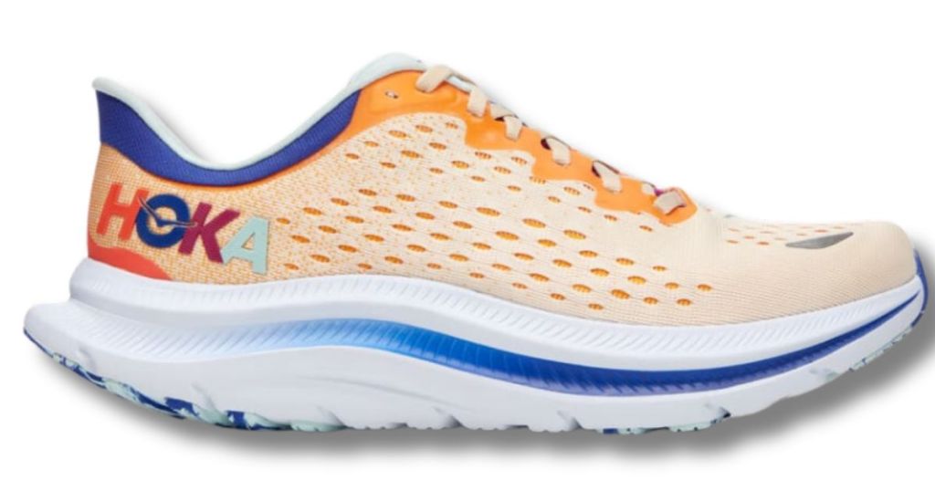 single orange, blue and white men's Hoka shoe