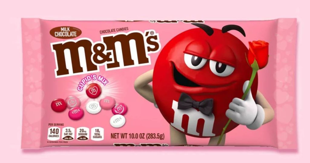 pink bag of Valentine's M&M's Cupid mix