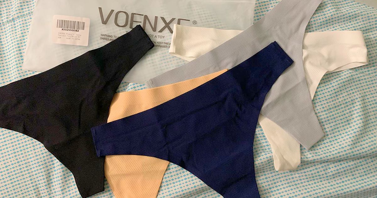 VOENXE Low Waist Thong Women's Underwear, 5-Pack