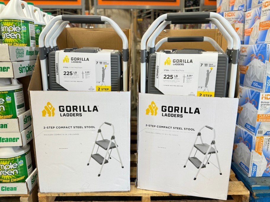 Gorilla Ladders Step Stools on display at Home Depot