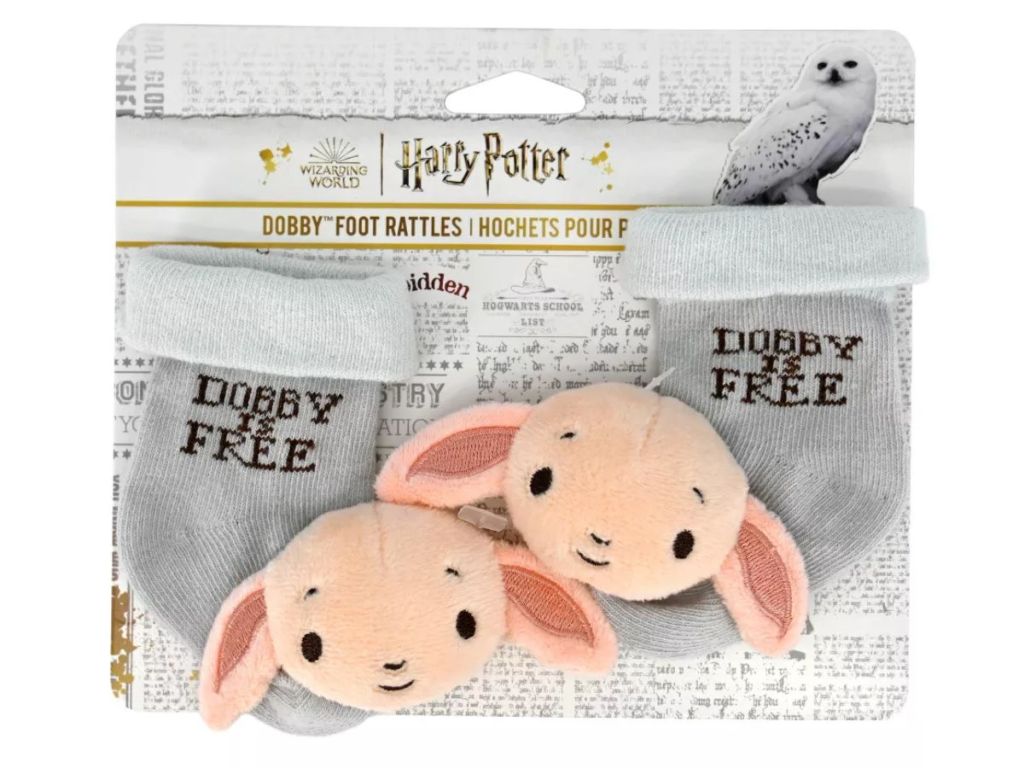 Harry Potter Dobby Foot Rattle Socks for babies in packaging