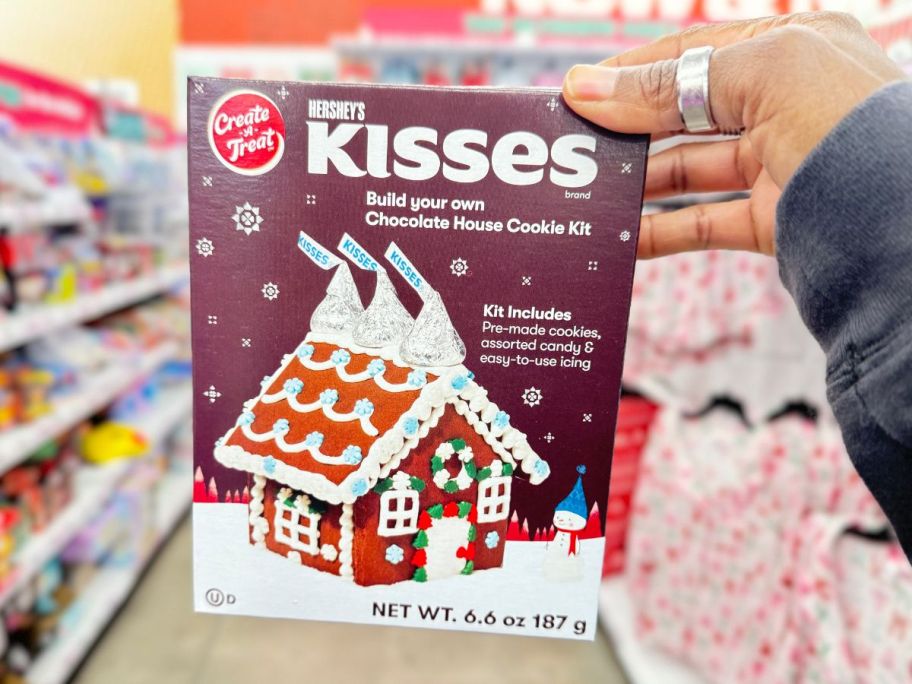 Hershey's Kisses Chocolate House Cookie Kit in hand in store