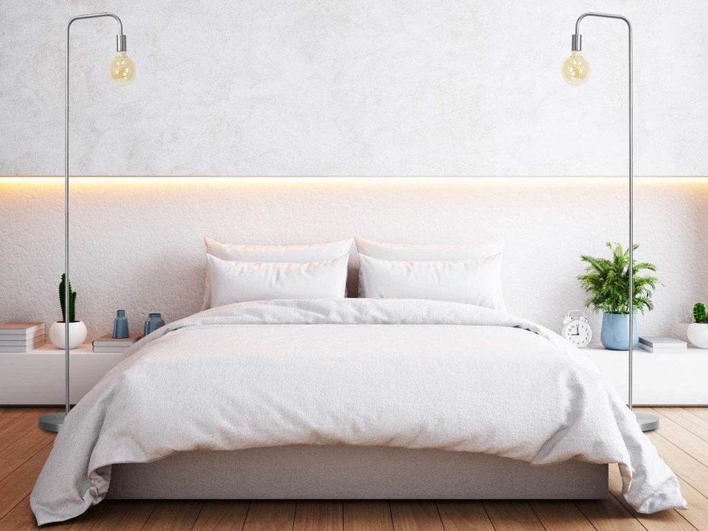 Industrial Floor Lamps in a bedroom