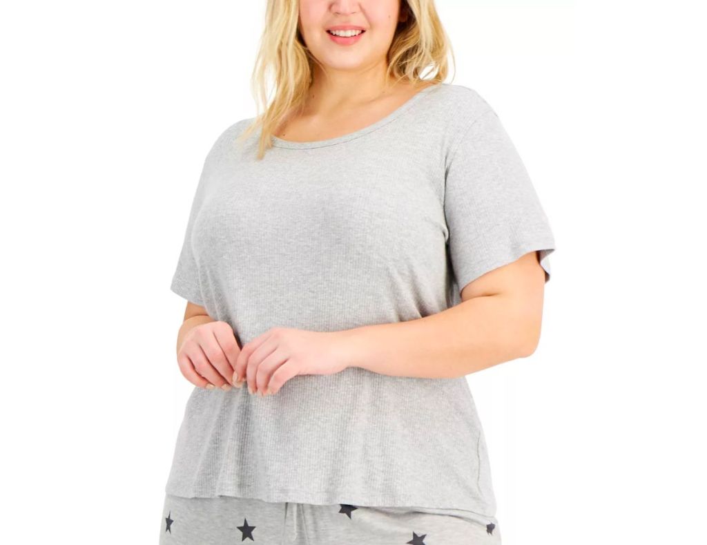 a model wearing a Ribbed Sleep T-Shirt