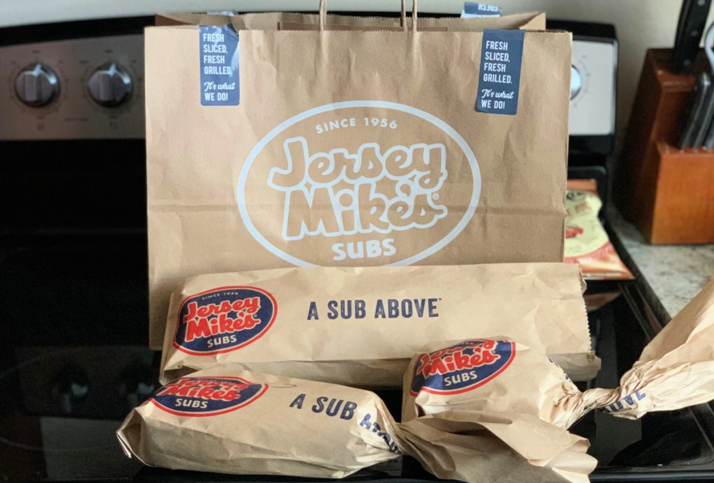 A Jersey Mike's Takeout Bag