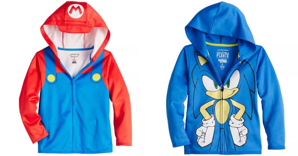Super Mario and Sonic the Hedgehog kid's hoodies