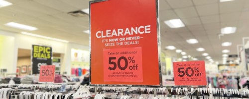 red kohl's clearance signs in store