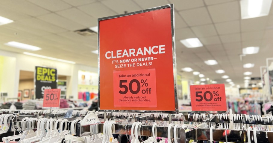 red kohl's clearance signs in store