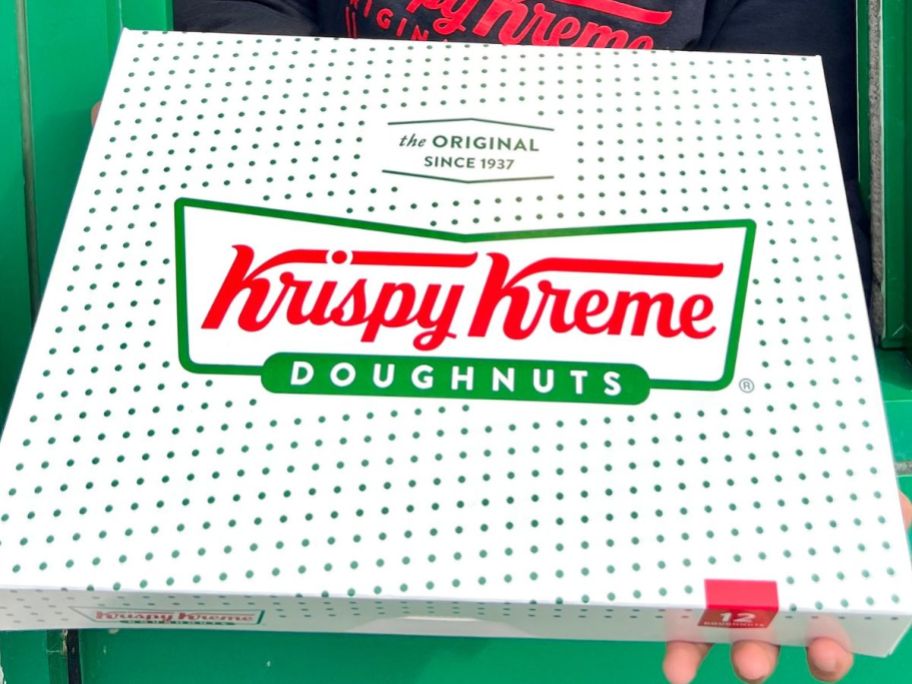 A Krispy Kreme doughnuts box