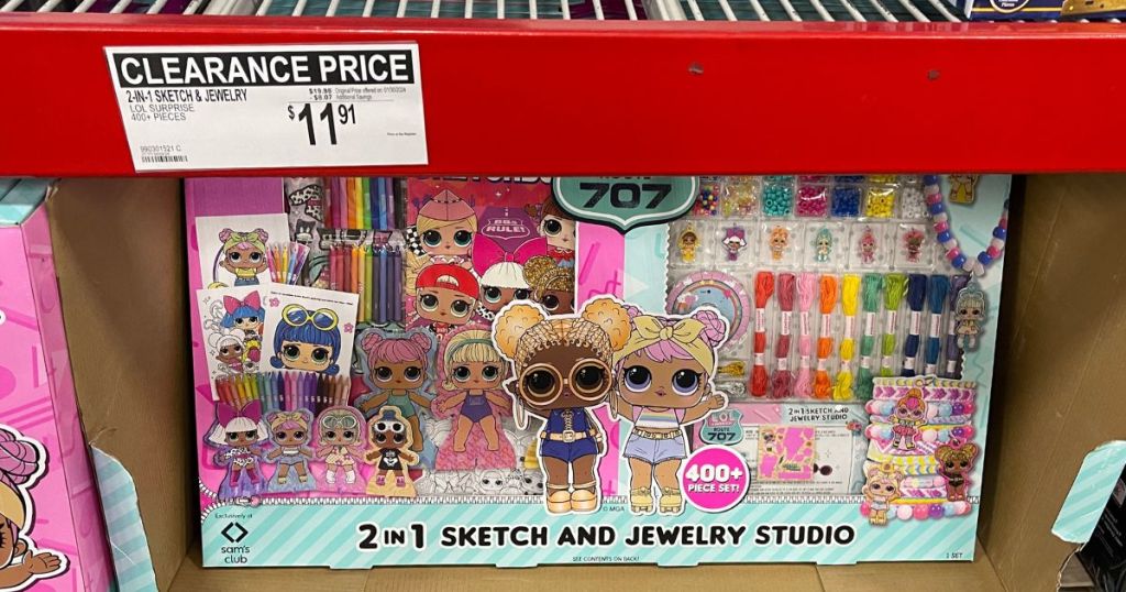 2in1 jewelry kits stacked on a store shelf