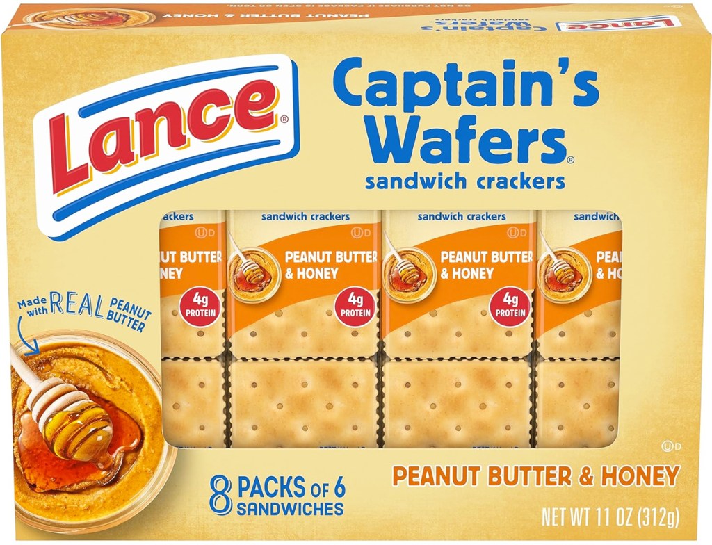 box of Lance Sandwich Crackers in Peanut Butter and Honey flavor