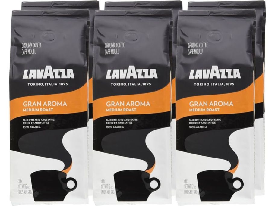 6 bags of Lavazza Gran Aroma Ground Coffee Blend