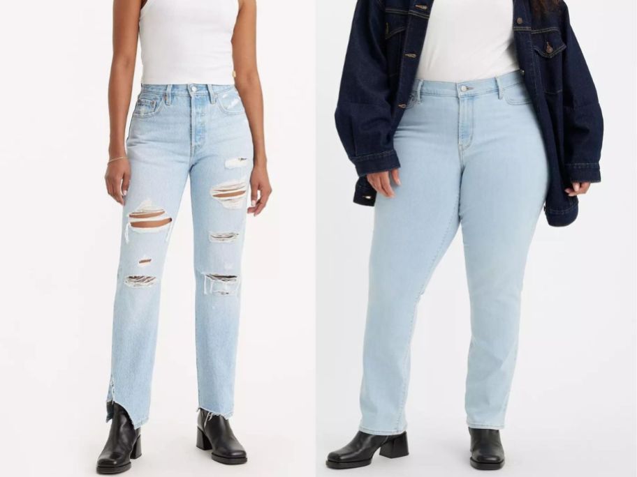2 women wearing Levi's classic jeans