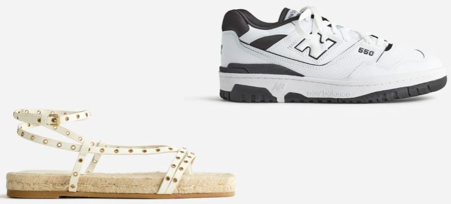 Stock images of a madewell sandal and a new balance sneaker