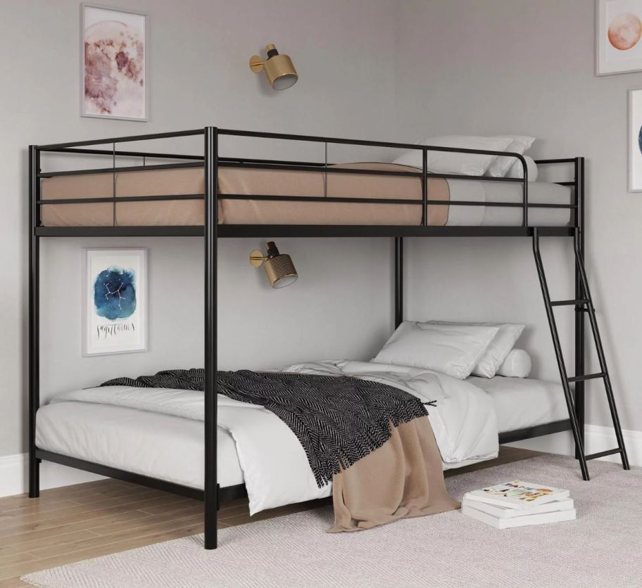 Mainstays Small Spaces a Twin-over-Twin Bunk Bed in black