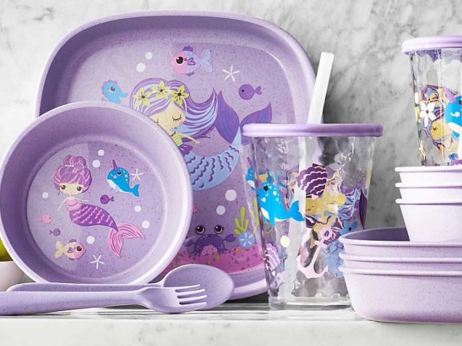 Member's Mark kids 20-piece dinnerware set with mermaid print