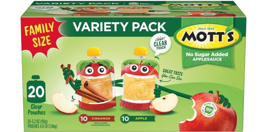Mott's No Sugar Added Applesauce Pouches Variety Pack box stock image