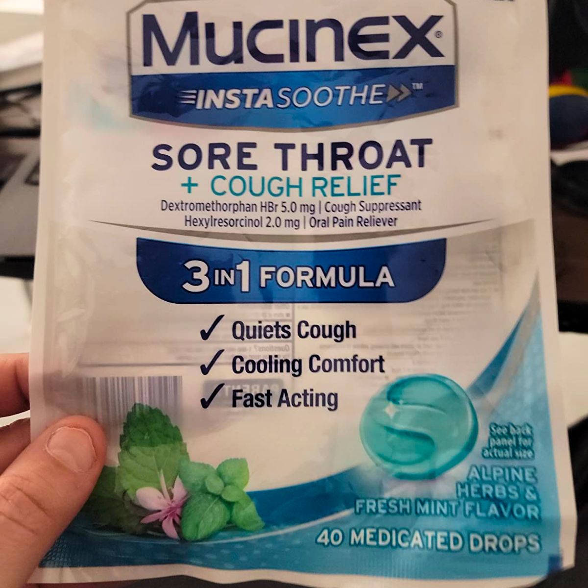 Mucinex-Instasoothe-Sore-Throat-Cough-Drops-40-Count دعم مناعي ضخم محمول جواً وصانع أموال Mucinex بعد استرداد النقود عند الهدف