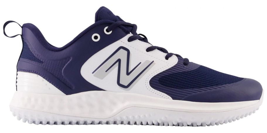 A New Balance Men's Fresh Foam 3000 V6 Turf Baseball Shoe in blue and white