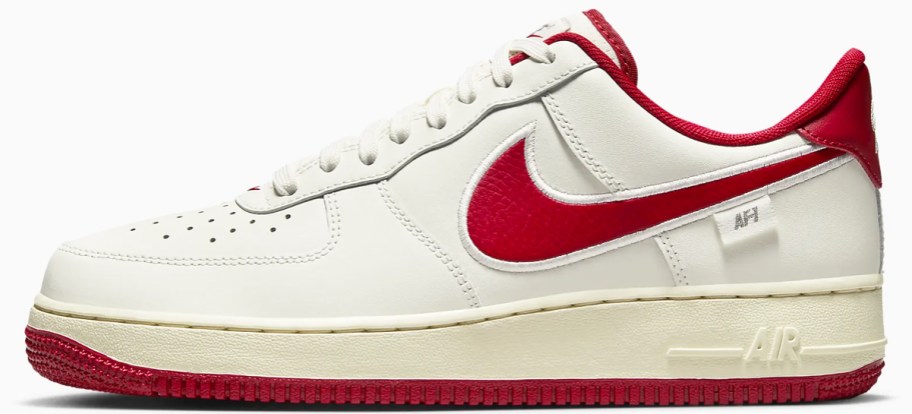 white and red nike sneaker