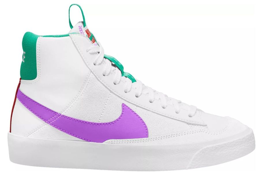 A while and purple Nike Kids' Grade School Blazer Mid '77 SE Shoe